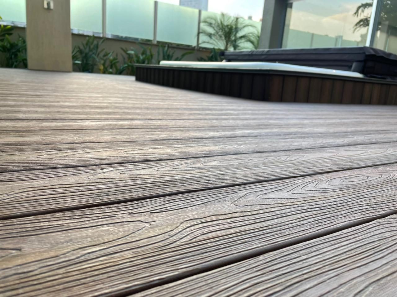 Textura do Deck Ecológico vista de perto