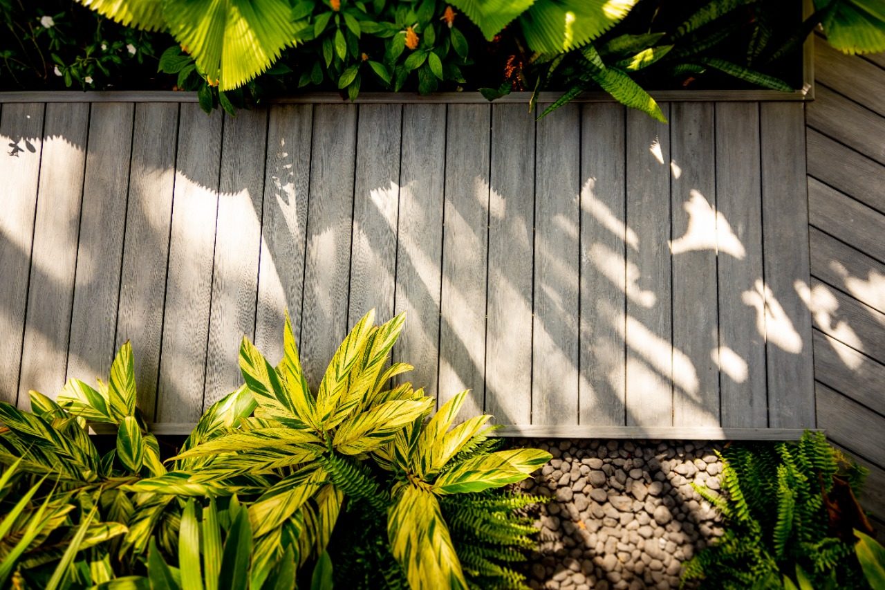 Deck Ecológico junto a plantas em jardim
